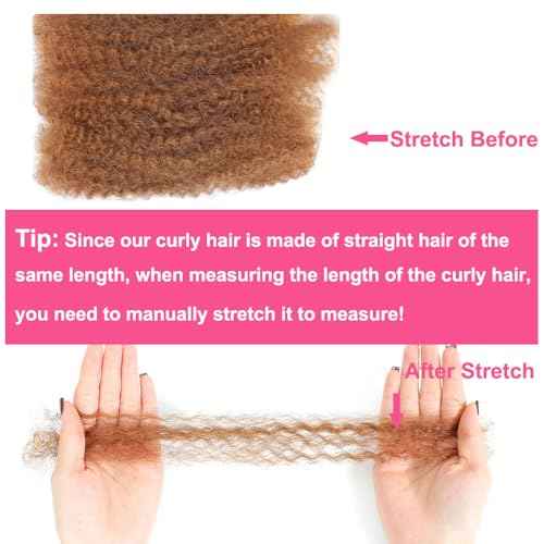 Afro Kinkys Bulk Human Hair -100% Real Human Hair for Mini Twist, Braiding, Loc Extensions & Crochet, 20 Inch 50g 4c Kinky Curly Hair Bundles, Honey Brown Afro Bulk for Dreadlocks