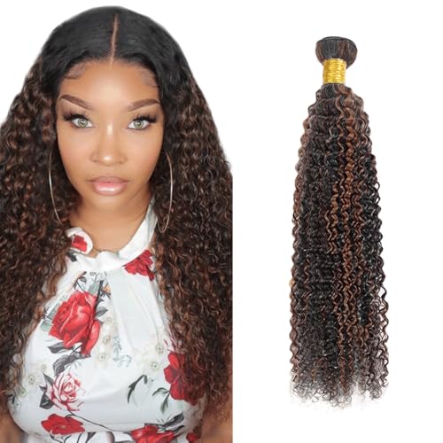 Fridnae Light Brown P1B/30 Curly Wave Human Hair Bundles 26 Inch - Double Weft Brazilian Virgin Remy Hair
