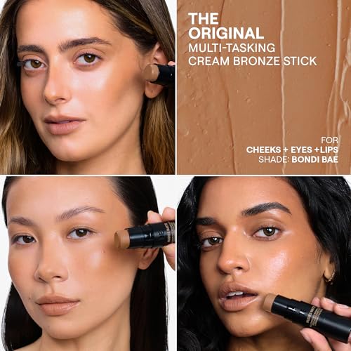 Nudestix Nudies Bronze All Over Matte Bronzing Stick ? 3-in-1 Cream Bronzer for Cheeks, Eyes & Lips with Built-In Brush | Natural Contour & Sun-Kissed Glow