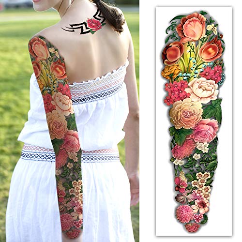 Extra Large Temporary Tattoo Sleeves - 16 Sheets Full & Half Arm