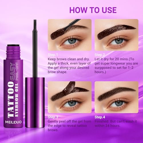 Peel Off Eyebrow Tint Gel - Waterproof, 3-Day Wear, Dark Brown