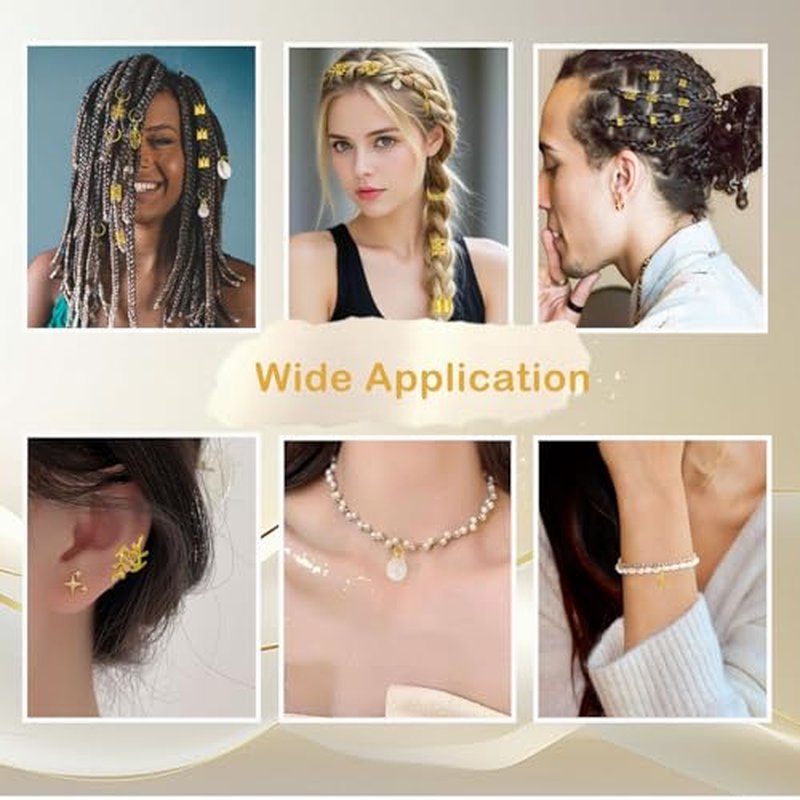 260 Pcs Gold Hair Jewelry for Braids & Dreadlocks