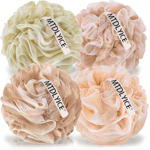 XL Large Loofah Sponge 4 Pack - Body Scrubber for Bath