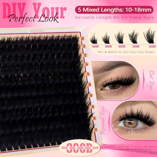 Volume Lash Clusters 10-18mm D Curl Wispy Eyelash Extensions