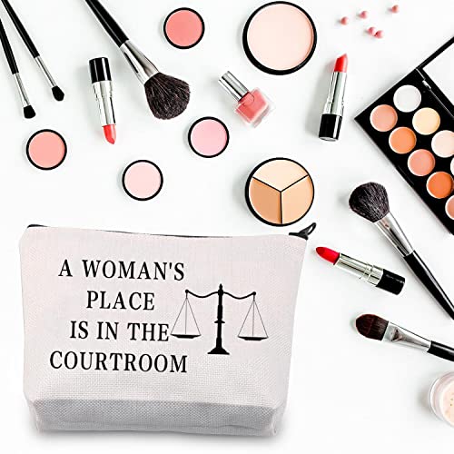 BDPWSS Lawyer Makeup Bag Future Attorney Gifts Legal Balance Gift Law Graduation Gift a Woman's Place Is In The Courtroom Cosmetic Bag (Place In Courtroom)