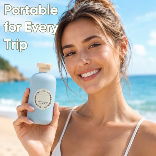 METAPACK 6.8oz Travel Bottles 4-Pack with Flip Top & Labels