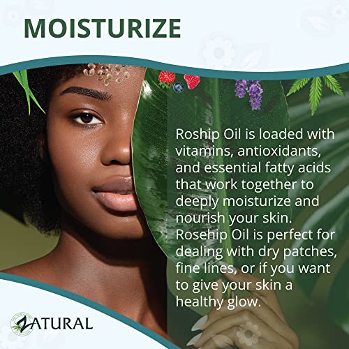 Zatural ROSA CANINA - Organic Rosehip Oil for Face, Nails, Hair and Skin - Cold Pressed Rose Hip Oil (4 oz)