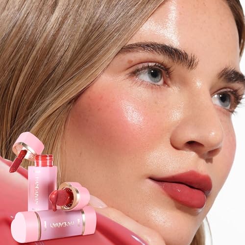 Double-headed Mousse Liquid Blush, Liquid Blush Beauty Wand with Sponge Tip Easy to Apply for a Natural Radiant Look, Matte Silky Texture, Long-Lasting