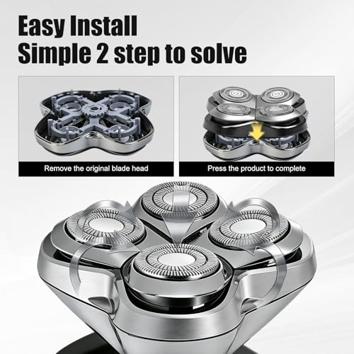 Pro 4 Shaver Replacement Heads Compatible with Skul Pitbulls Gold PRO, Silver PRO, Platinum PRO, Butterfly Kiss PRO Head Shavers, Floating 4 Heads for a Fast, Close and Smooth Shave (3 Pcs)