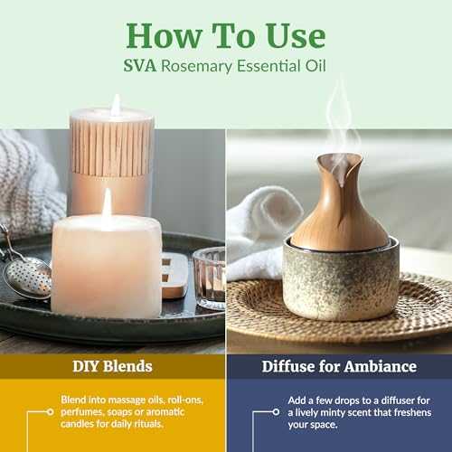 SVA Rosemary Essential Oil 4 Fl Oz with Dropper - Organic Herbal Aromatherapy