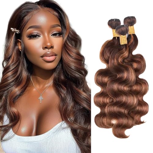 P4/30 Brown Human Hair Bundles Body Wave 16-20 inch
