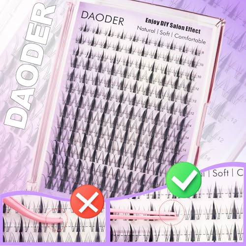 DAODER Spiky Lash Clusters Natural Fairy Anime Manga Lash Extension Wet-Look 8-18MM Invisible Clear Band Eyelash Extension Clusters D Curl 140pcs Reusable(8-18MM Spiky)
