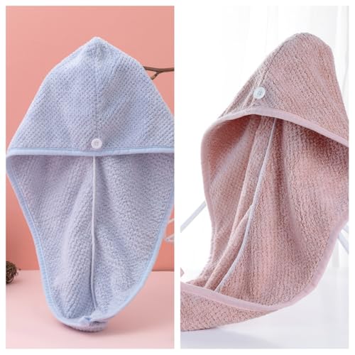 2 Pack Microfiber Hair Towel Wrap - Quick Dry