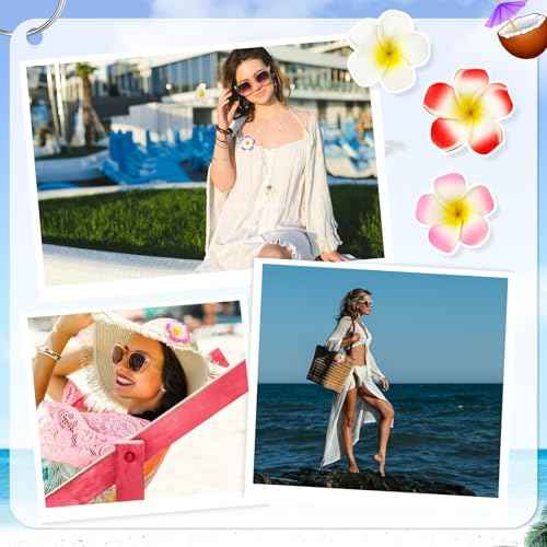 18 Pcs Hawaiian Flower Hair Clips, 2.75 Inch Plumeria Foam Hair Clip Artificial Tropical Flower Hairpins for Beach Vacation Wedding