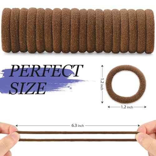100PCS Hair Ties for Women And Kids, Seamless Thick Hair Bands, Elastic Baby Hair Ties No Damage Ponytail Holder, Cotton Toddler Hair Tie, No Crease Small Hair Tie For Toddler Girls (Brown)
