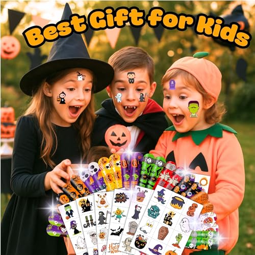 144 Piece Halloween Party Favor Set – Tattoos & Slap Bracelets