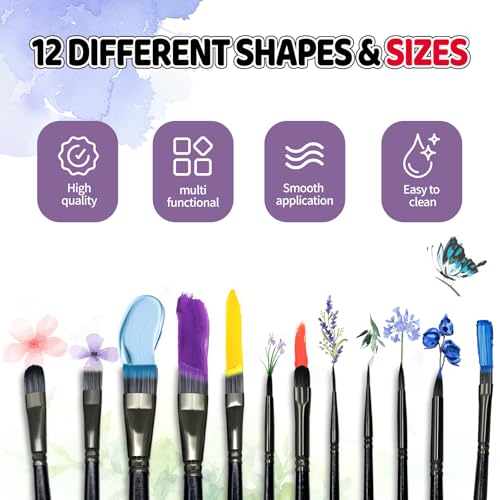 12-Piece Face Paint Brush Set with Stencils & Sponges