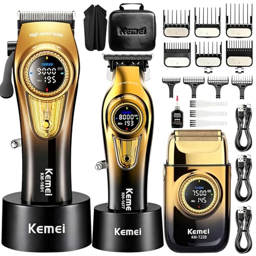 KEMEI 3-in-1 Cordless Hair Clippers & Grooming Kit for Men