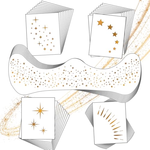 20 Pcs Gold Glitter Freckles Face Tattoo Waterproof Makeup