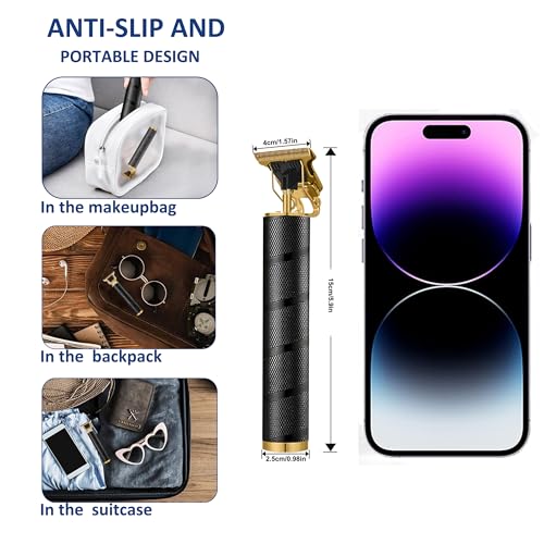 Cordless Hair Clipper, Beard Trimmer for Men, Rechargeable T-Blade Grooming Kit with Makeup Pouch for Home & Travel Gifts for Men