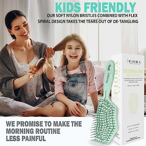 Fiora Naturals Detangling Hair Brush for Curly & Fine Hair