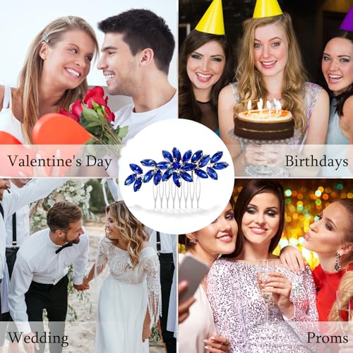 Blue Rhinestone Hair Comb for Women Wedding & Party Accessories