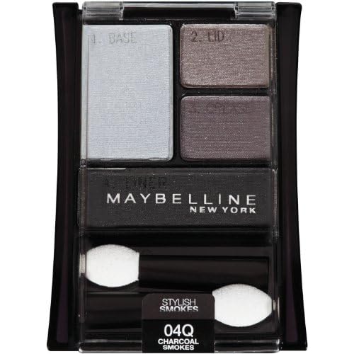 Maybelline New York Expert Wear Eyeshadow Quads, Stylish Smokes, 04q Charcoal Smokes, 0.17 Ounce