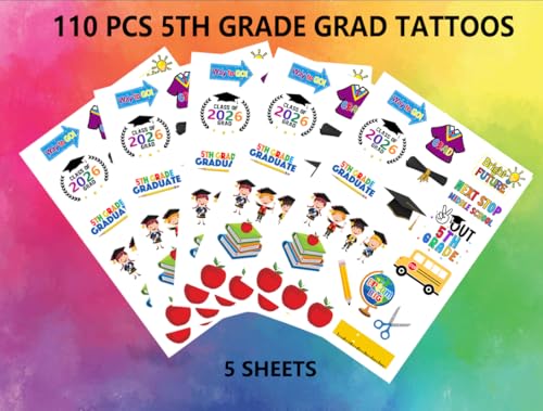5th Grade Graduation Temporary Tattoos 110pcs