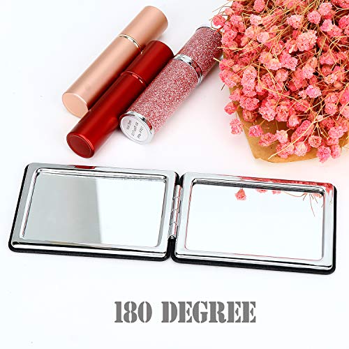 Travel Compact Vanity Mirror - Black, Double-Sided Magnifying & Regular Mirror, Portable for Handbag & Pocket - Classic Black