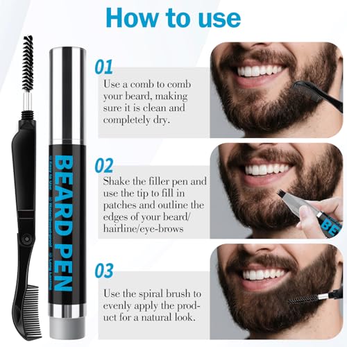 Beard Filler Pen Kit for Men - Waterproof & Long-Lasting (5 Pack)