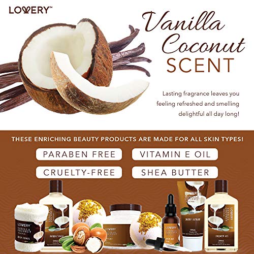 Vanilla Coconut Spa Gift Basket for Women – 9 Piece Set