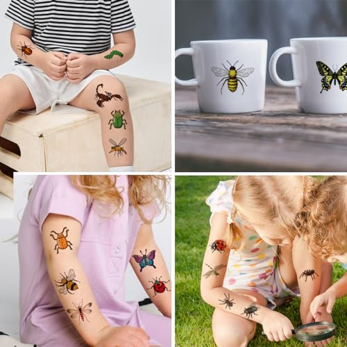 148 Bug Temporary Tattoos for Kids - Individually Wrapped