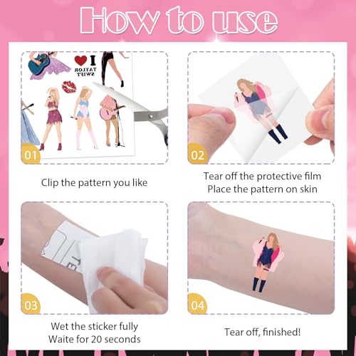 Singer Music Glitter Temporary Tattoos, 6 Sheets
