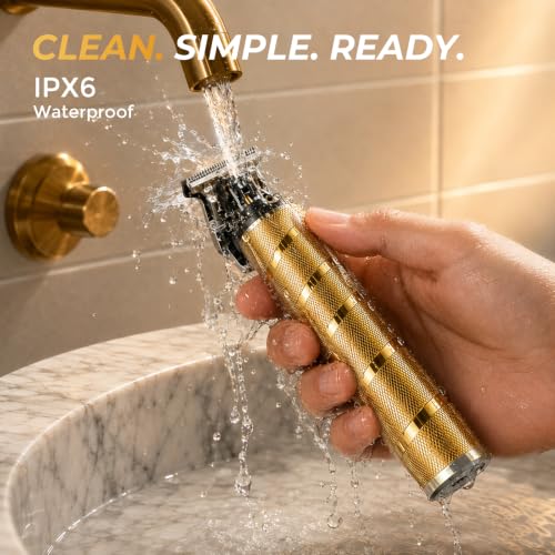 Ufree Gold Beard Trimmer with T-Blade, Zero-Gap Edger, 7100 RPM
