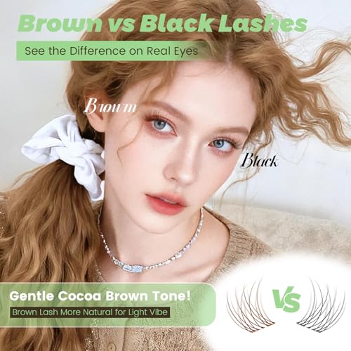 Brown Lashes C Curl 8-16mm Natural Wispy for Daily Wear