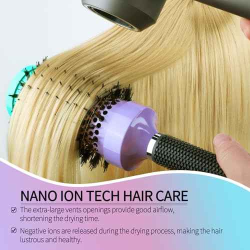 Round Hair Brush - 2.1 Inch Thermal Ceramic Brush for Blow Drying & Volume, Soft Bristles with Enhanced Texture, for Curling and Shine