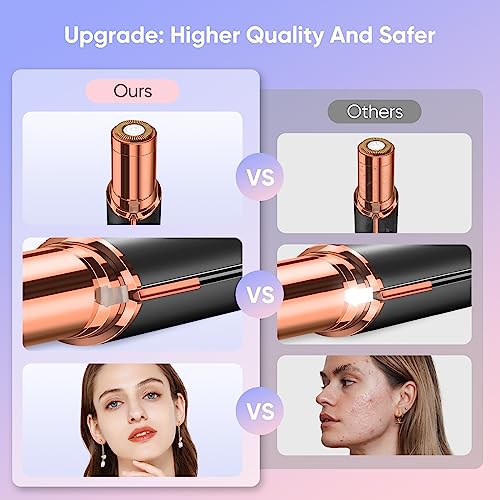 Facial Hair Remover for Women, Device, Remover Women Face, Finishing Touch Upper Lips, Chin & Cheeks, USB Rechargeable with LED LightIncluded Two Replacement Heads (Black)