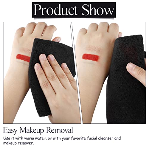 Macarrie 36 Pcs Makeup Washcloths Remover Towels Face Wash Cloths Black Soft Quick Dry Microfiber Make Up Towels for Face Facial Rag for Women Skin Care(Black)