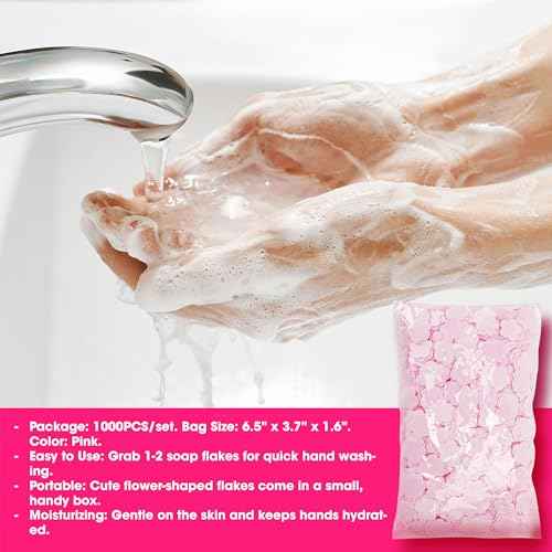 1000 Sheets Portable Soap Confetti Bath, Disposable Paper for Gentle Hand Washing Petals, Fragrance Wash for Women and Men, Perfect for Travel Hiking Toiletry (Pink)