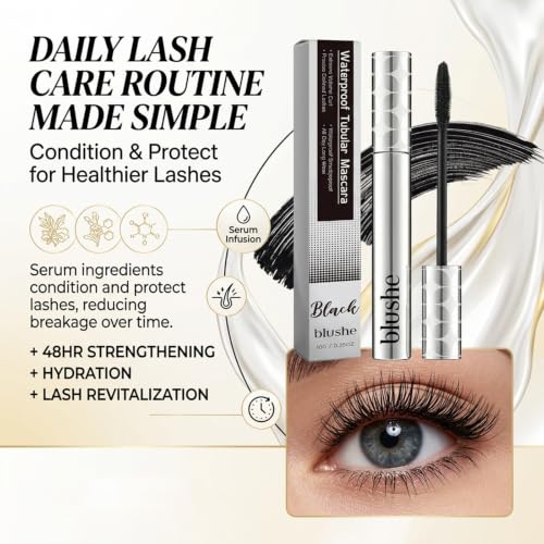 Blushe Waterproof Fiber Mascara with Metal Wand for Volume & Length