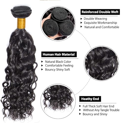 #1B Water Wave Human Hair Bundles 16 18 20 Inch