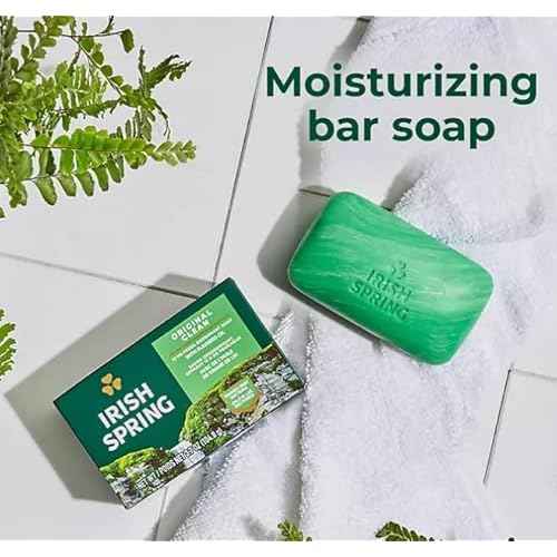 6-Pack Deodorant Irish Bar Soap, Mild for skin, 12 hours small fresh, Spring Soap for Washing Face, Body, Hand, 4oz each (total 24 oz) + 1 shower Sponge made for Irish Spring Soap