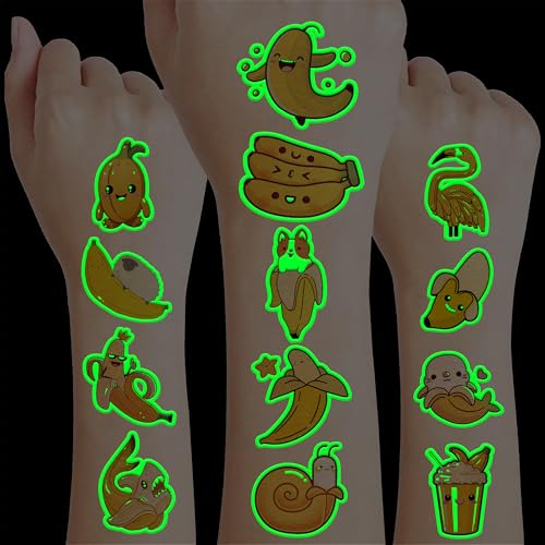 Banana Temporary Tattoos 96PCS - 8 Sheets Party Favors