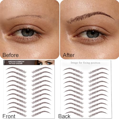 4D Eyebrow Tattoo Stickers - 77 Pairs Waterproof Chocolate Brown