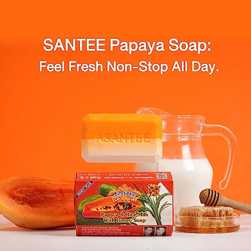 ASANTEE Papaya & Rice Milk with Honey Cleansing Soap 125 Grams (6-Pack)
