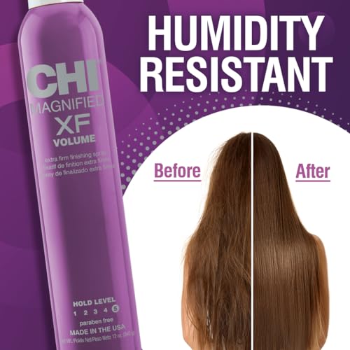 CHI Magnified Volume XF Finishing Hair Spray, Boosts Volume & Body For Maximum Fullness, Builds Resilience & Strength & Adds Shine, Extra Firm, 12 Oz