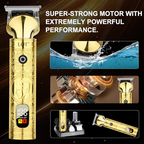 Beard Trimmer for Men, Portable 6 in 1 Hair Clippers,Waterproof Cordless Hair Clipper,Mens Grooming Kit for Mustache Facial Hair, Rechargeable Beard Trimmer Kit, Gifts for Men(Gold)