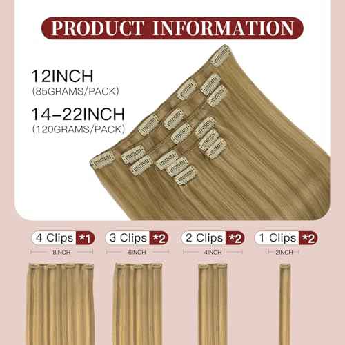 LOVELINE Clip in Hair Extensions Real Human Hair, 100% Remy Human Hair Extensions Clip Ins for Women, 7Pcs 14Inch 120g, Light Blonde Highlighted Golden Blonde
