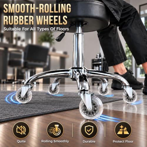 Heavy Duty Adjustable Rolling Stool with 450lb Capacity, Cushioned Seat