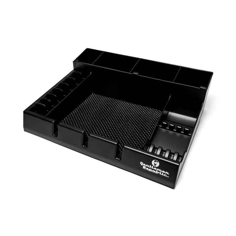 Gentlemen Republic Barber Station Organizer - Multi-Compartment Countertop Tray for Clippers, Trimmers & Other Tools Storage. Ideal for Busy Barbers and Stylists, Maximize Efficiency - Black